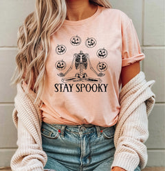 Halloween Stay Spooky Shirt, Halloween Pumpkin Shirt, Skeleton Shirt